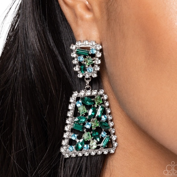 Jewelry - NWT Green/Silver Post Earrings(Last One)